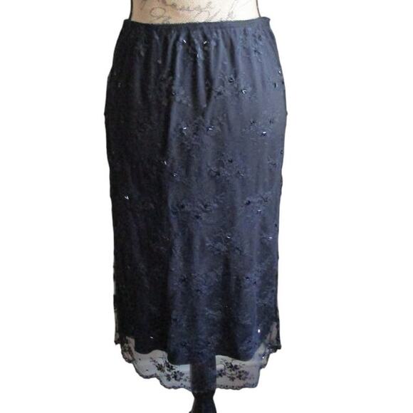 Valerie Separates Skirt Size M Black Mesh Knee Length Hi-Low Straight Women Goth - Picture 16 of 17